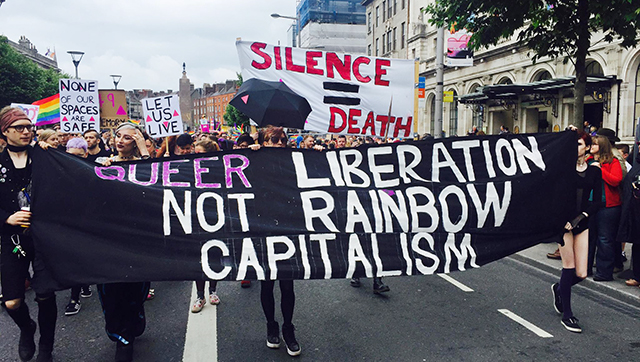 Queer activists at Pride in Dublin, 2016. Credit: Aloyisius