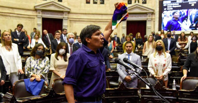 Alejandro Vilca, a sanitation worker, is the first indigenous worker to be elected to Argentina’s congress - sworn in on 7 December