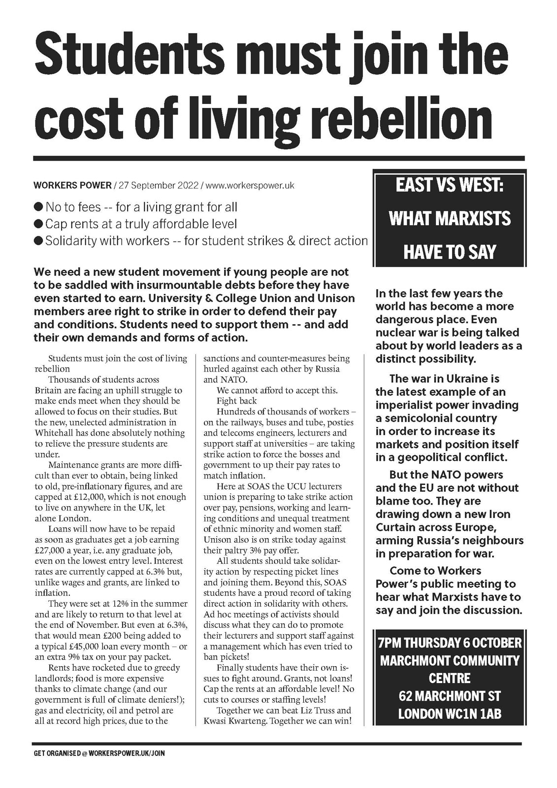 Students must join cost of living rebellion