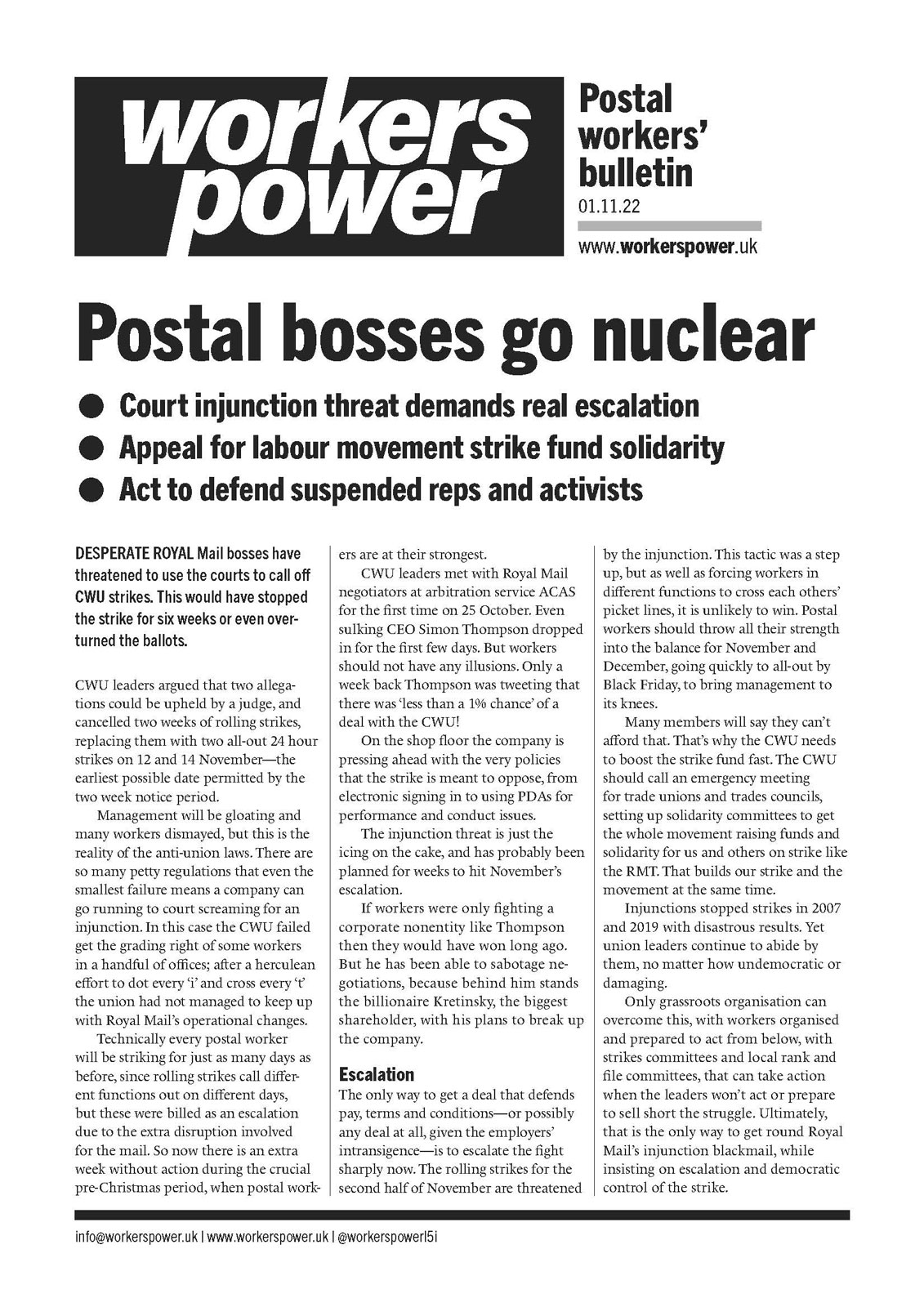 CWU dispute: Postal bosses go nuclear