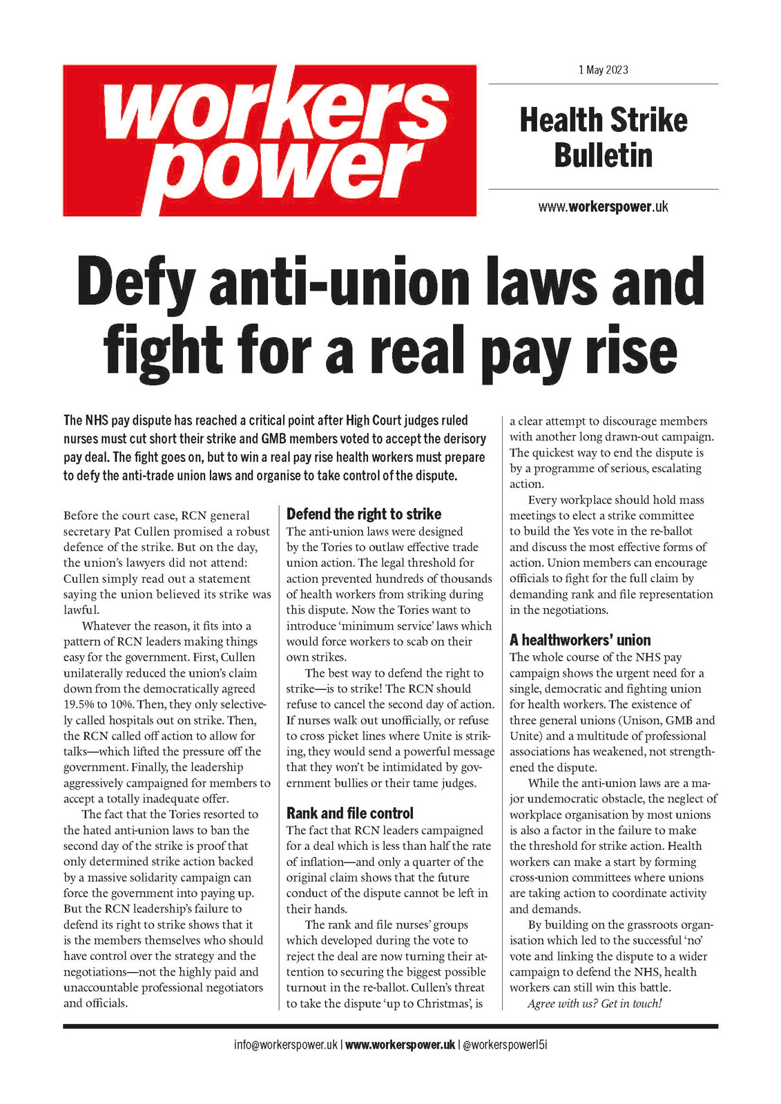 Defy anti-union laws and fight for real pay rise