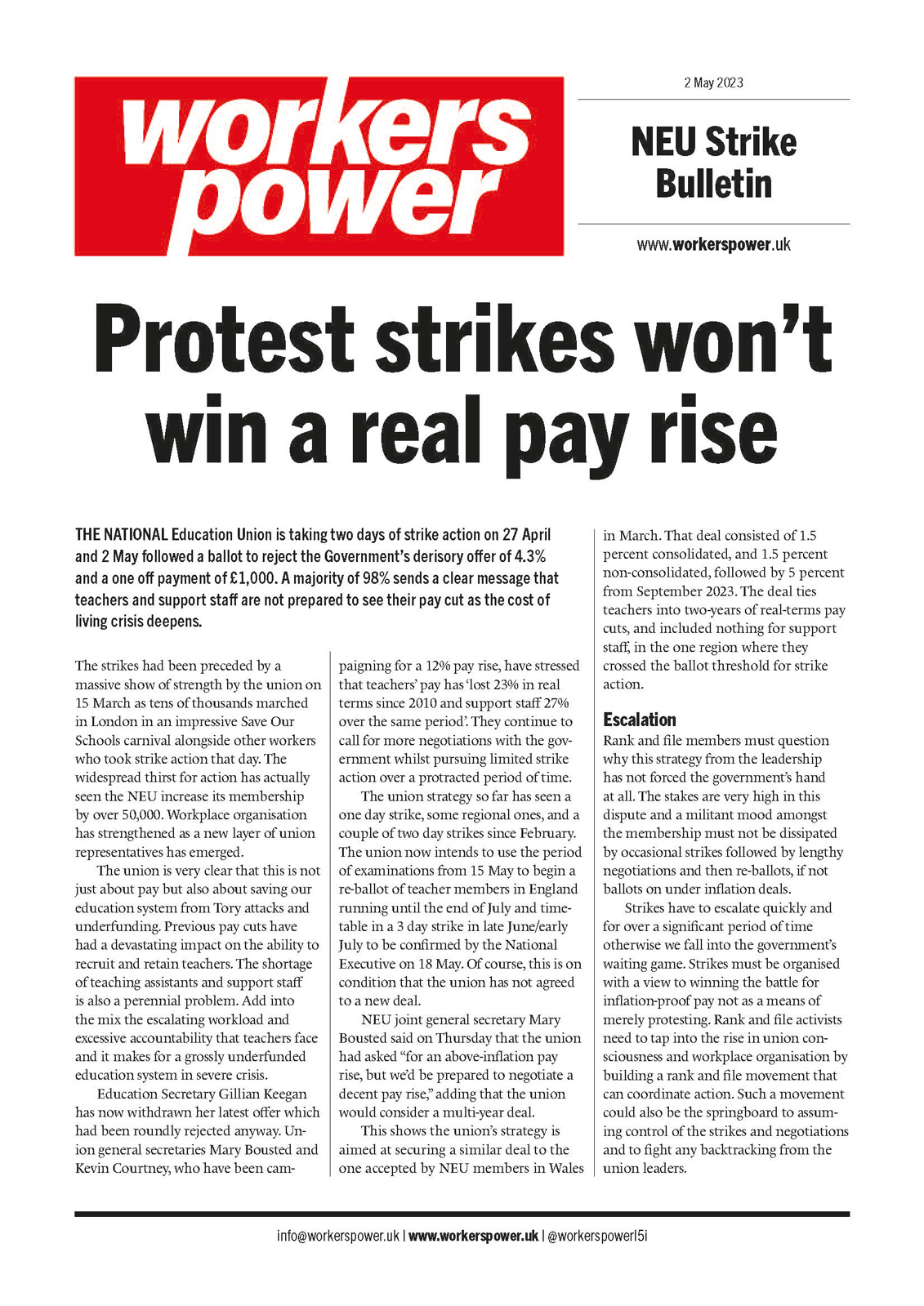 Protest strikes won’t win a real pay rise