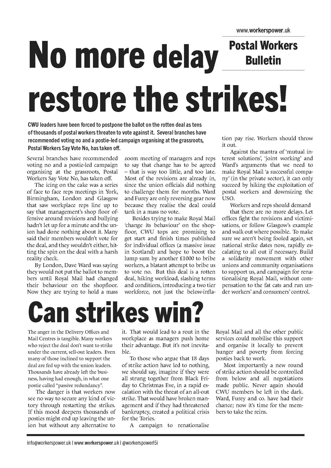 Royal Mail: Restore the strikes!