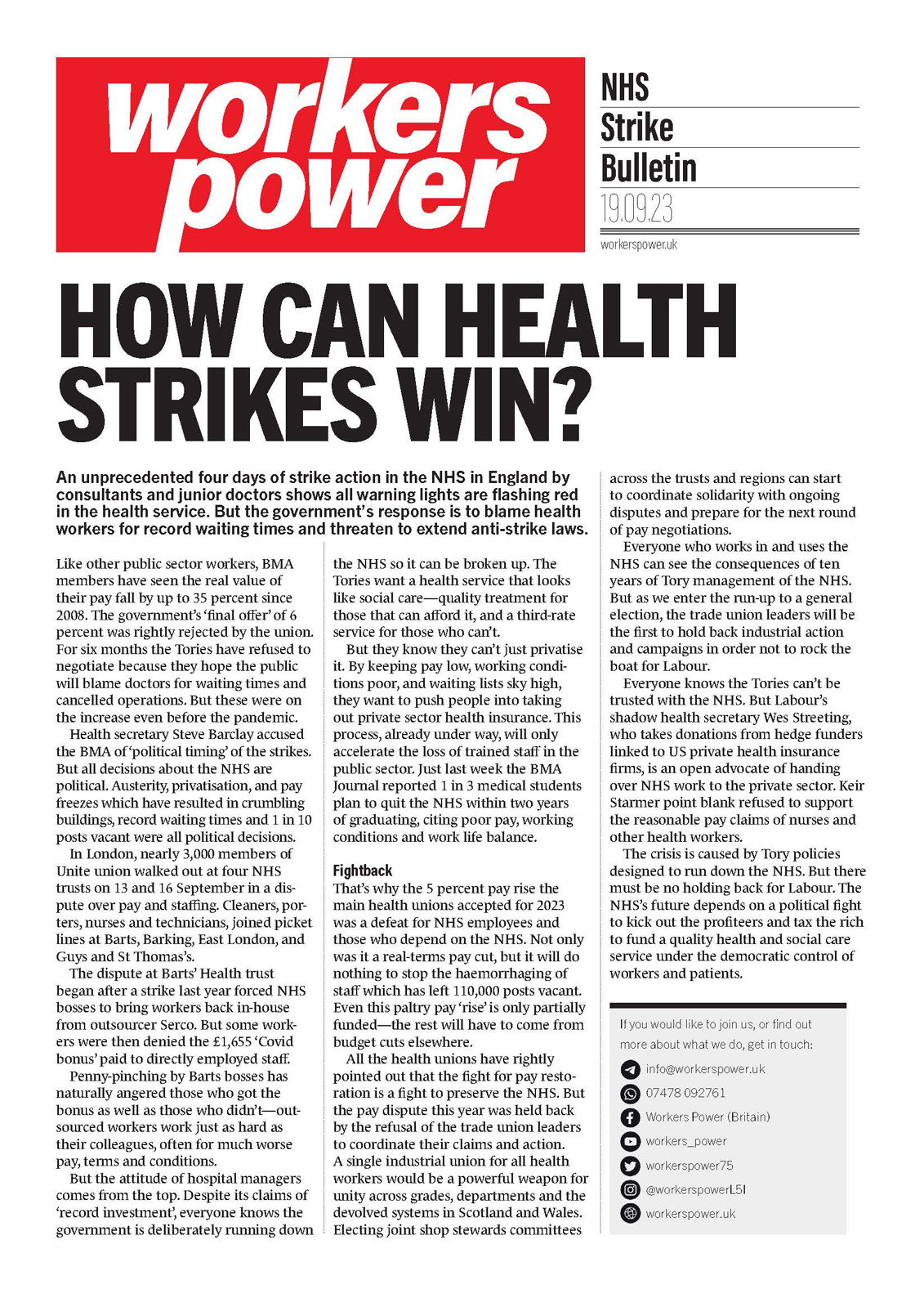 How can the health strikes win?