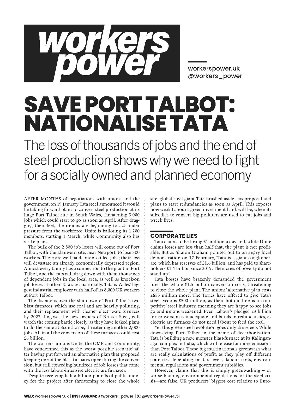 Save Port Talbot: Nationalise Tata Steel