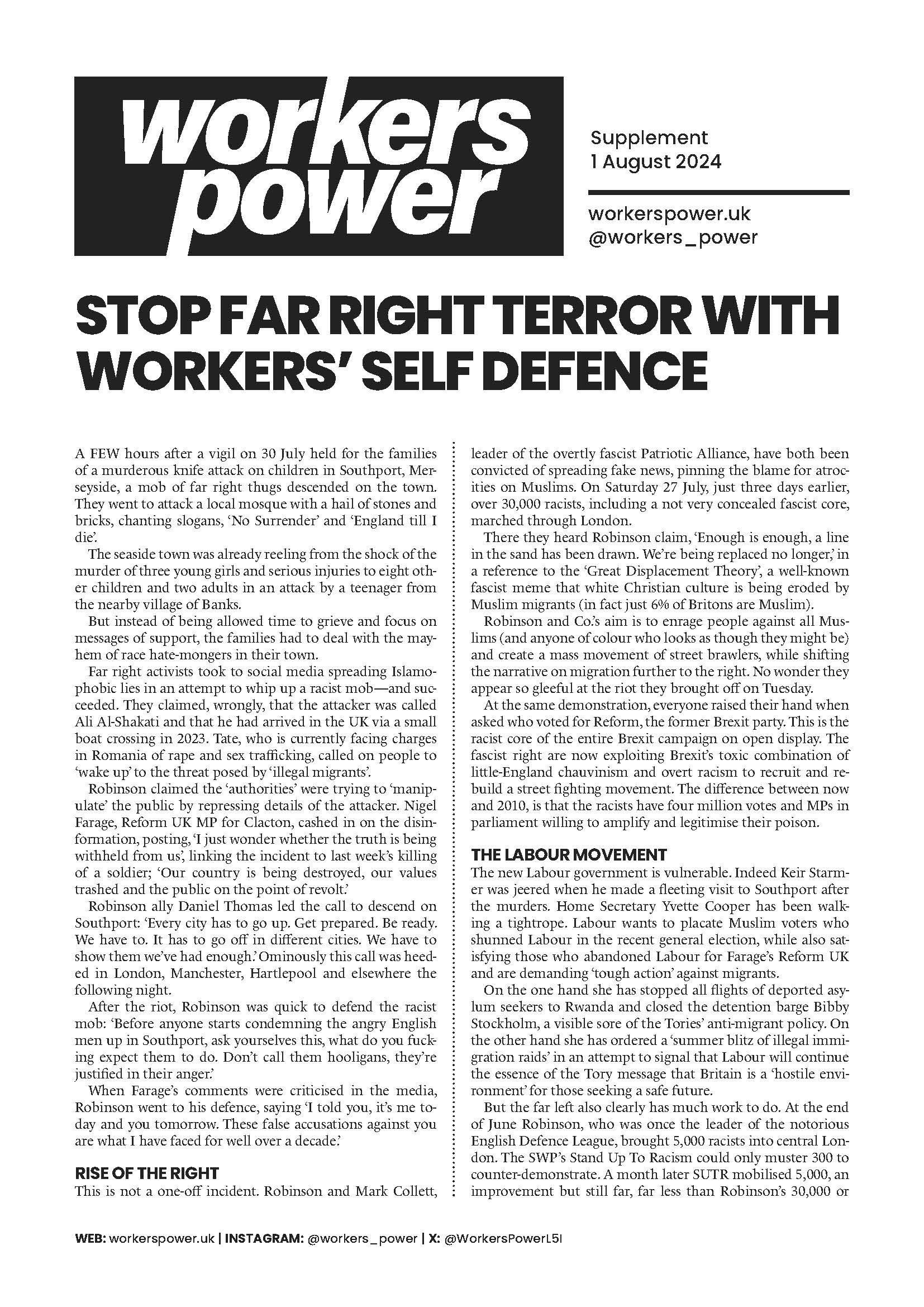 Stop far right terror with workers’ self-defence