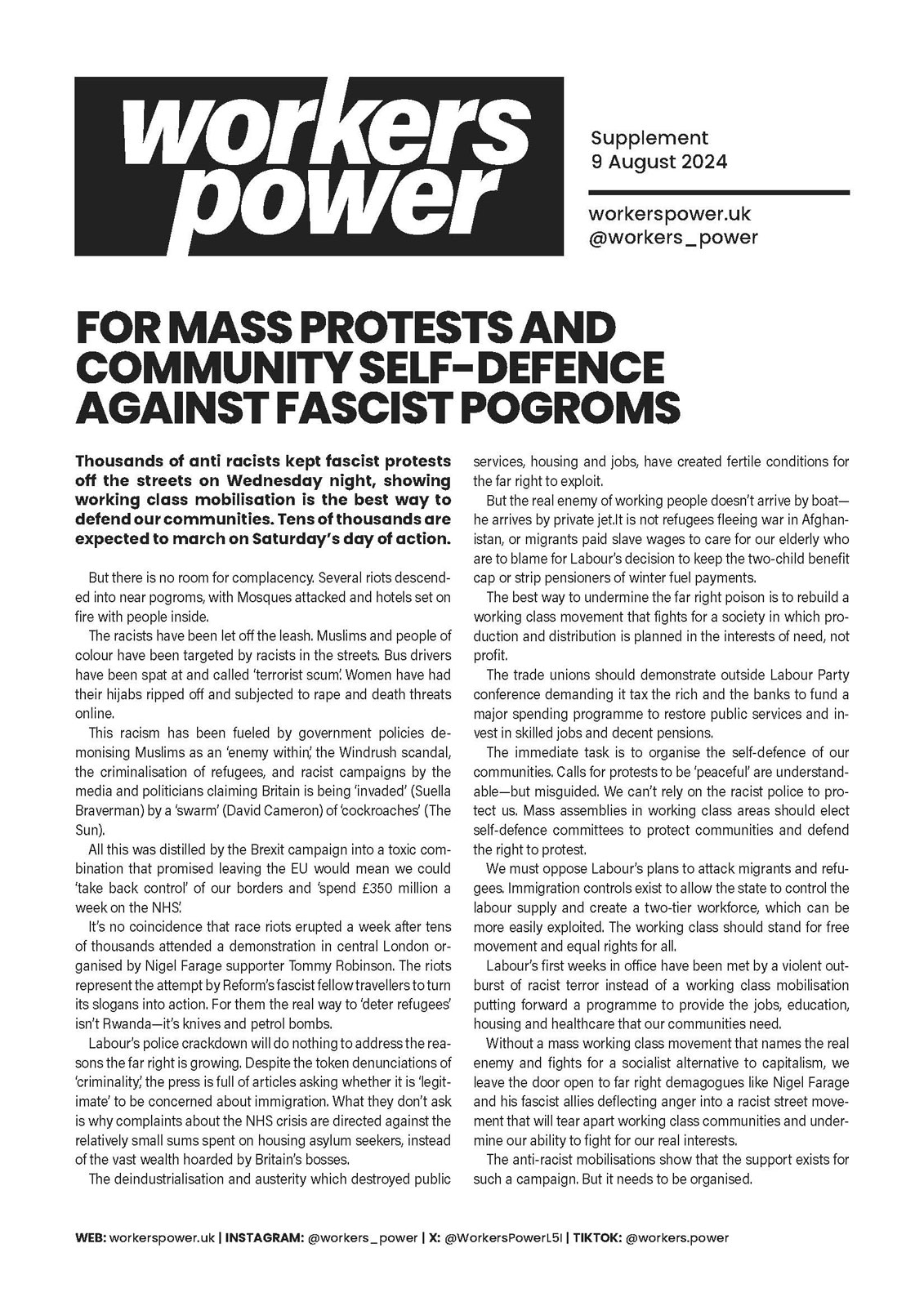 Mass protests and community self defence