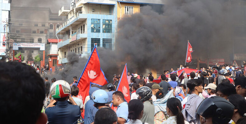 Protesters in Nepal during the 2025 'Gen-Z' uprising