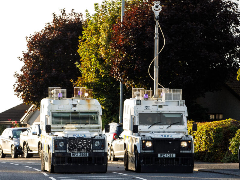 Protesters on Garvaghy Road in Portadown opposing the proposed Orange Order parade, 27 September 2026