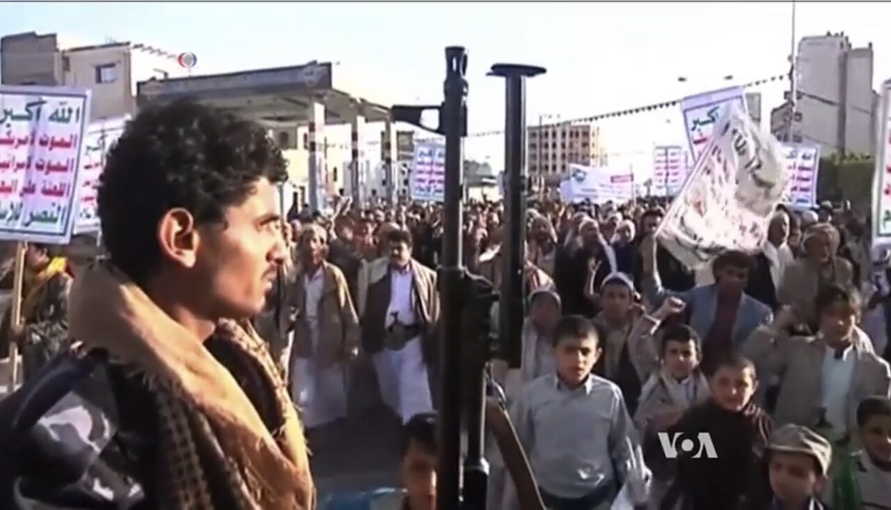 Ansarallah supporters demonstrate in Sanaa, Yemen