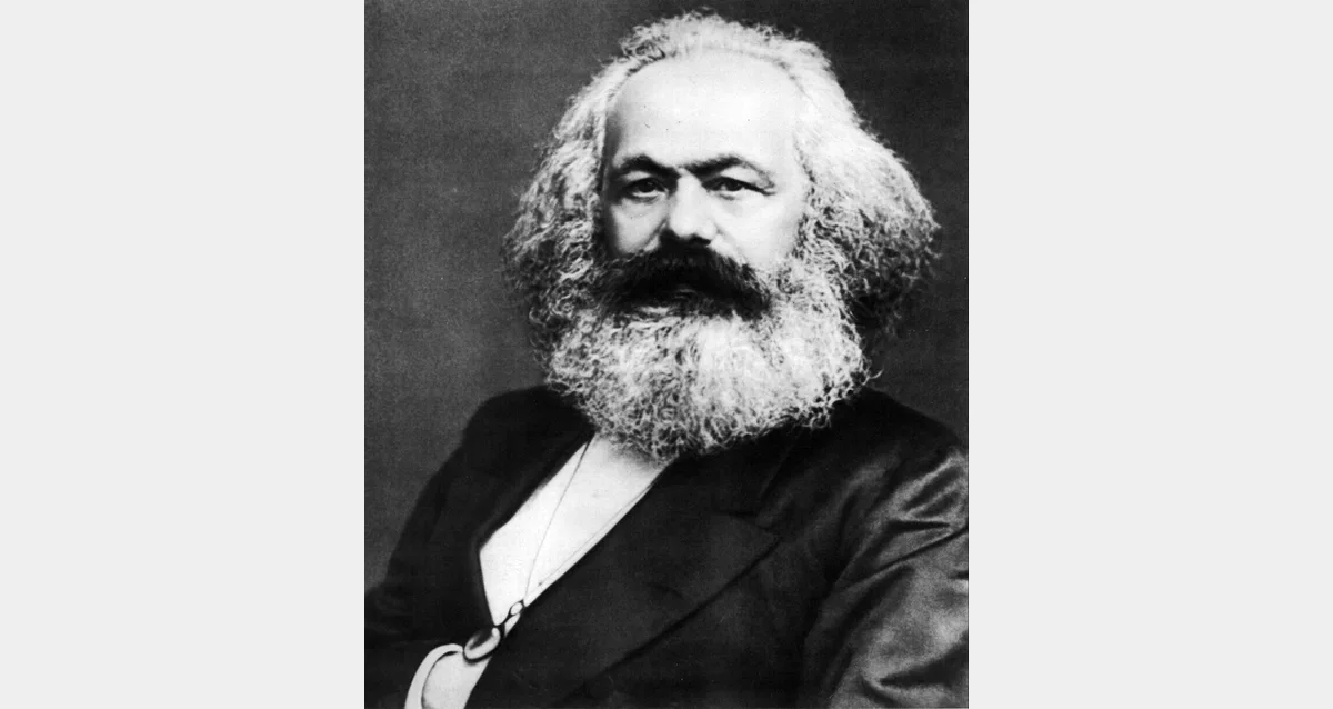 Historical photographic portrait of Karl Marx taken in 1875